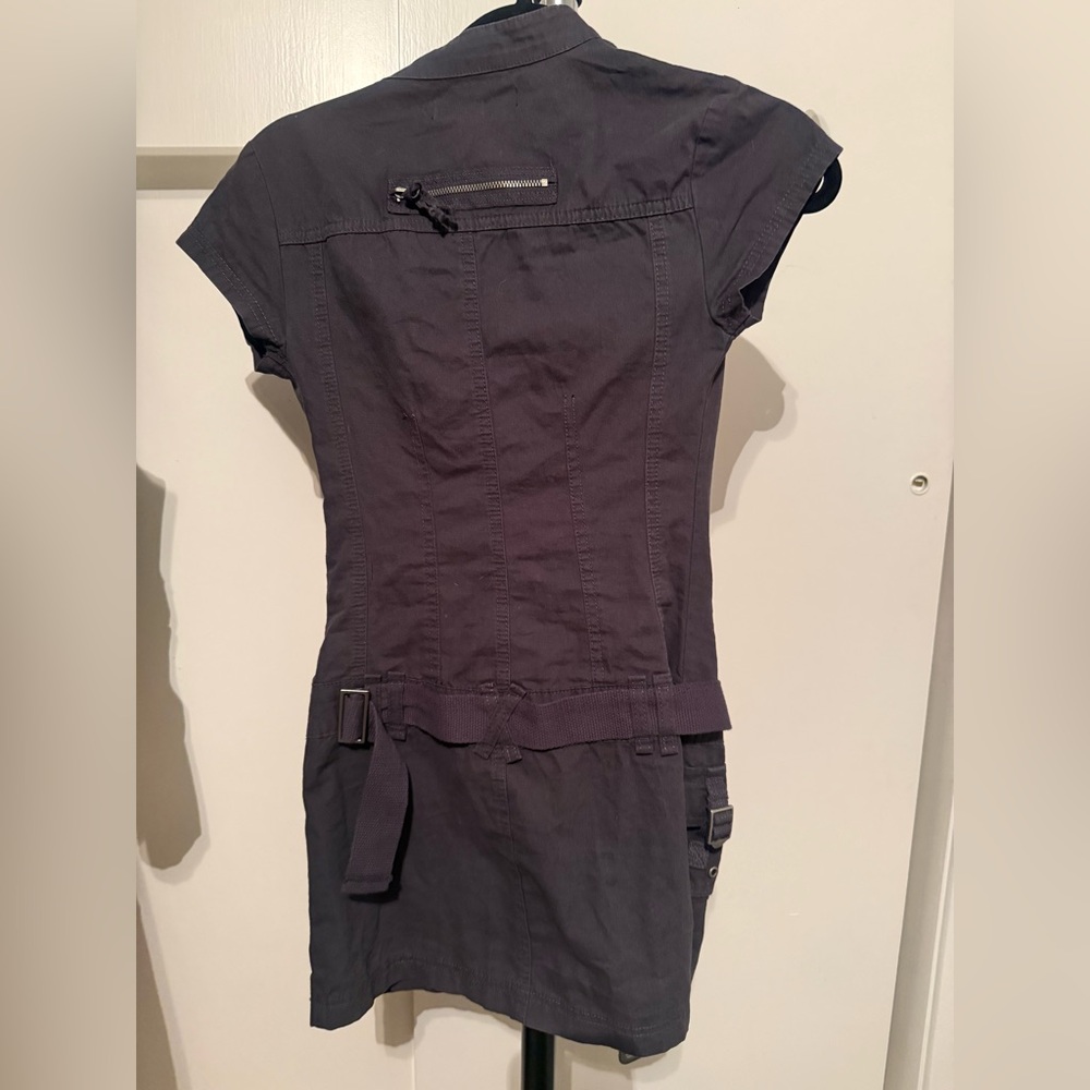 Jaded London Vintage Grey Cargo Mini Dress With Belt Detail - Picture 4 of 5